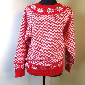 Vintage Compositions Women’s SZ M Wool Blend Nordic Snowflake Pull Over Sweater